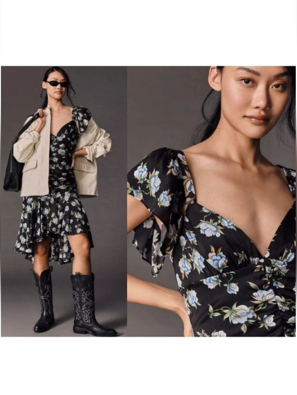 NWT Anthropologie Sweetheart Ruched Drop-Waist Dress‎ Sz XL